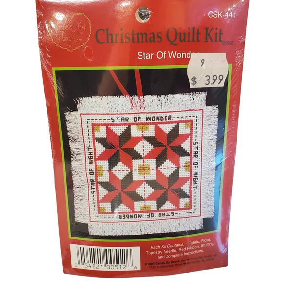Cross My Heart Christmas Quilt Kit Cross Stitch Star of Wonder Vintage 1996 NEW - Picture 5 of 5